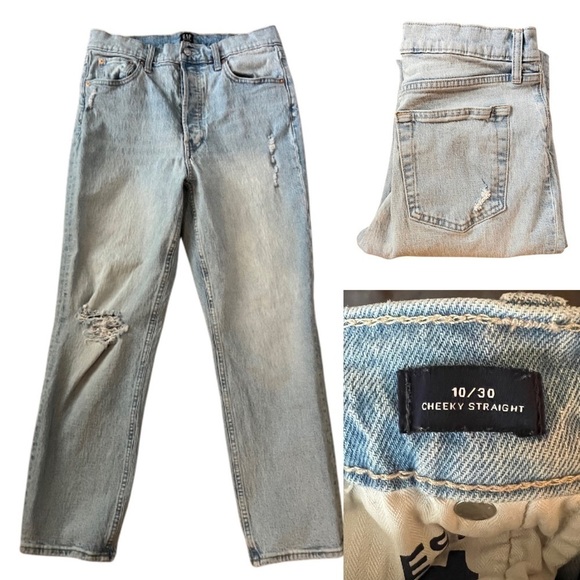 GAP Cheeky Straight Denim, Light Wash, Distressed - Picture 4 of 4